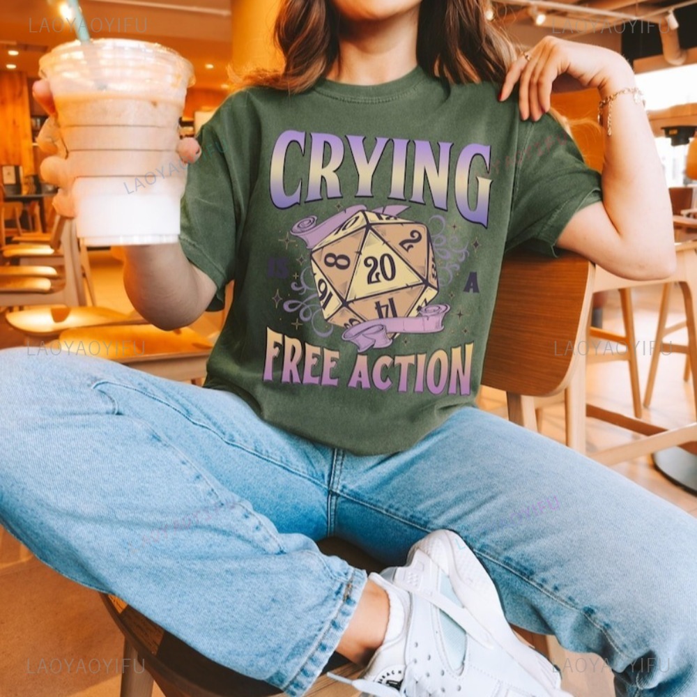 Funny DnD Crying Is A Free Act - Retro Gaming Shirt 评论和价格