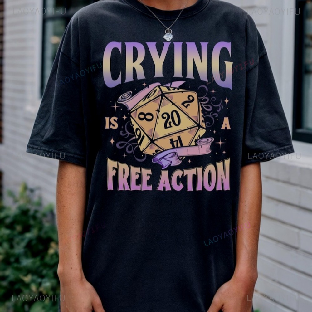 Funny DnD Crying Is A Free Act - Retro Gaming Shirt 评论和价格