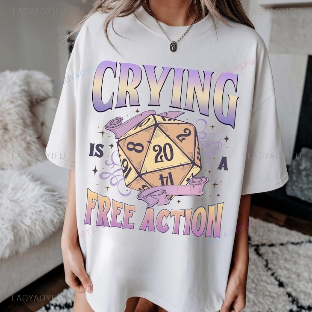 Funny DnD Crying Is A Free Act - Retro Gaming Shirt 评论和价格