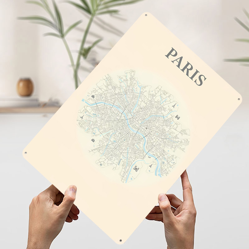 Paris City Map Tinplate Poster - Retro Gaming Paris 评论和价格