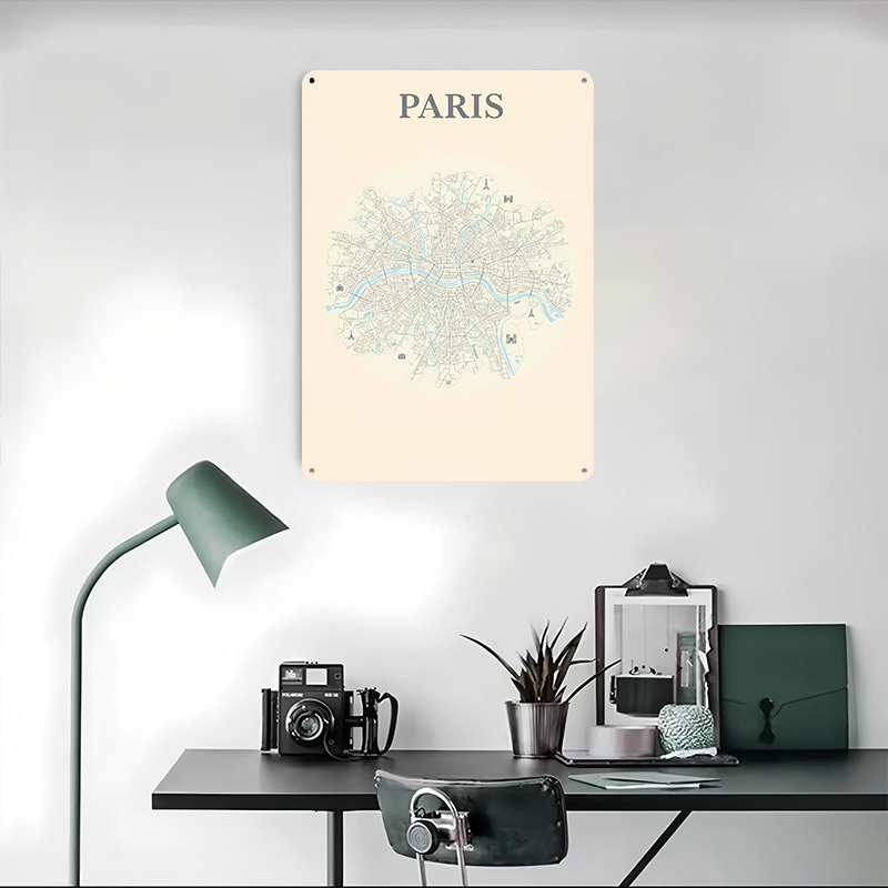 Paris City Map Tinplate Poster - Retro Gaming Paris 评论和价格