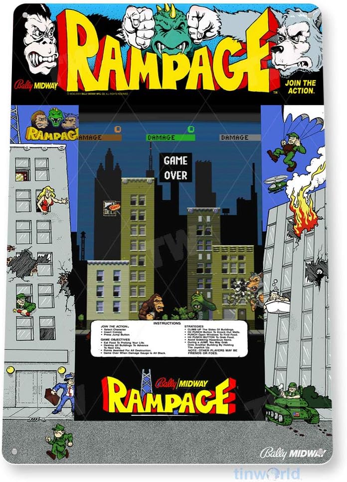 TIN SIGN Rampage Arcade Sign G - Retro Gaming Shop 评论和价格