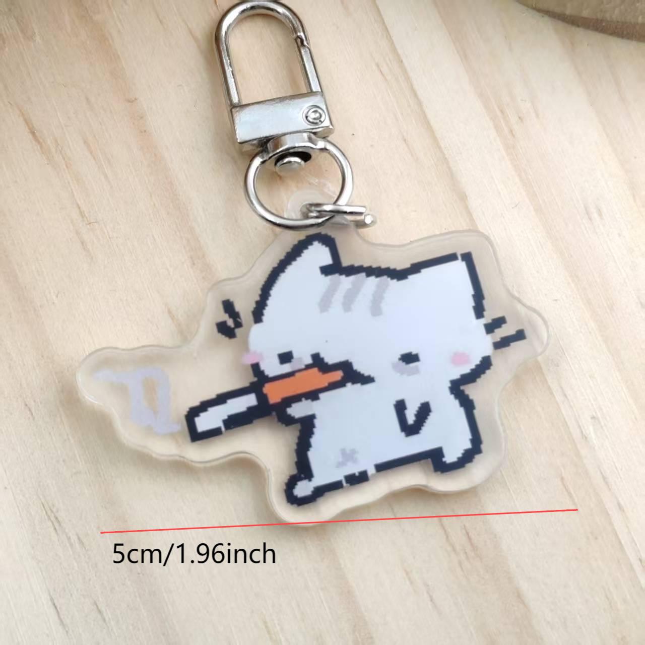 2d Flat Pixel Cat Keychain - G - Retro Gaming Design 评论和价格