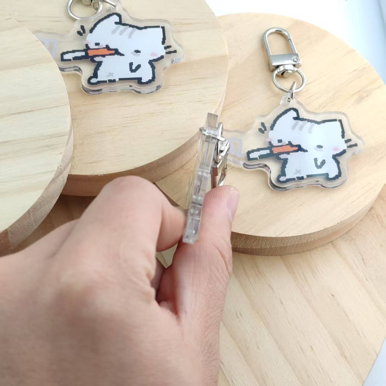 2d Flat Pixel Cat Keychain - G - Retro Gaming Design 评论和价格